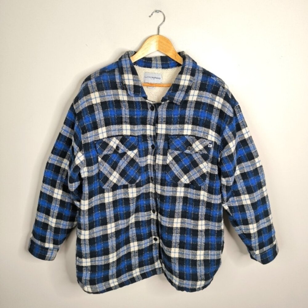 Lucky Brand Lumberjack Plaid Cabin Hiking Outdoor Utility Fleece Lined Jacket M